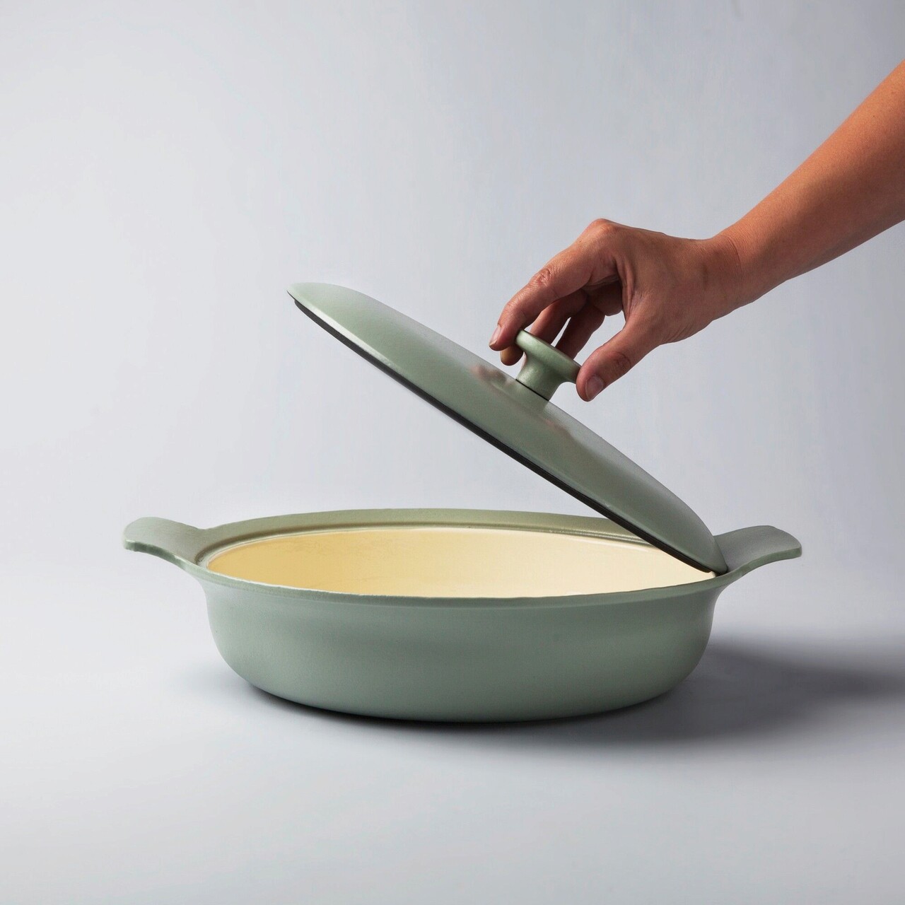 Tigaie adanca cu capac BergHOFF, Ron Line, Ø28 cm, 3.3 L, fonta, verde - imagine 6
